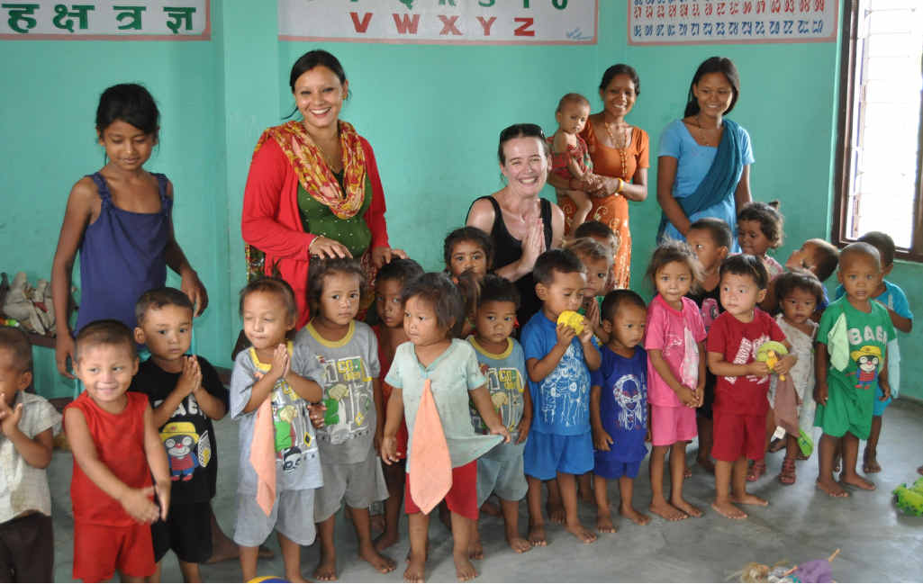 GIVING ADVENTURE: Health volunteers and some of the children they have worked with in Nepal. GIVING ADVENTURE: Health volunteers and some of the children they have worked with in Nepal.